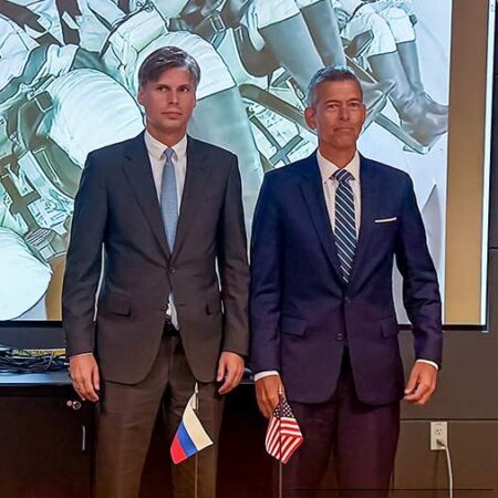 Roscosmos Chief Dmitry Bakanov Meets Acting NASA Head Sean Duffy in US