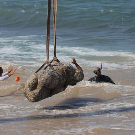 Three Colossal Statues Recovered from Egyptian Seabed off Alexandria