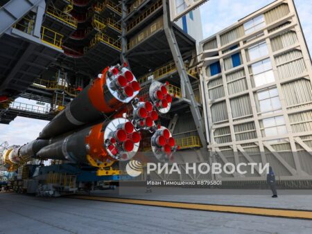 Soyuz-2.1B Rocket Launches Fregat Upper Stage Carrying 52 Satellites